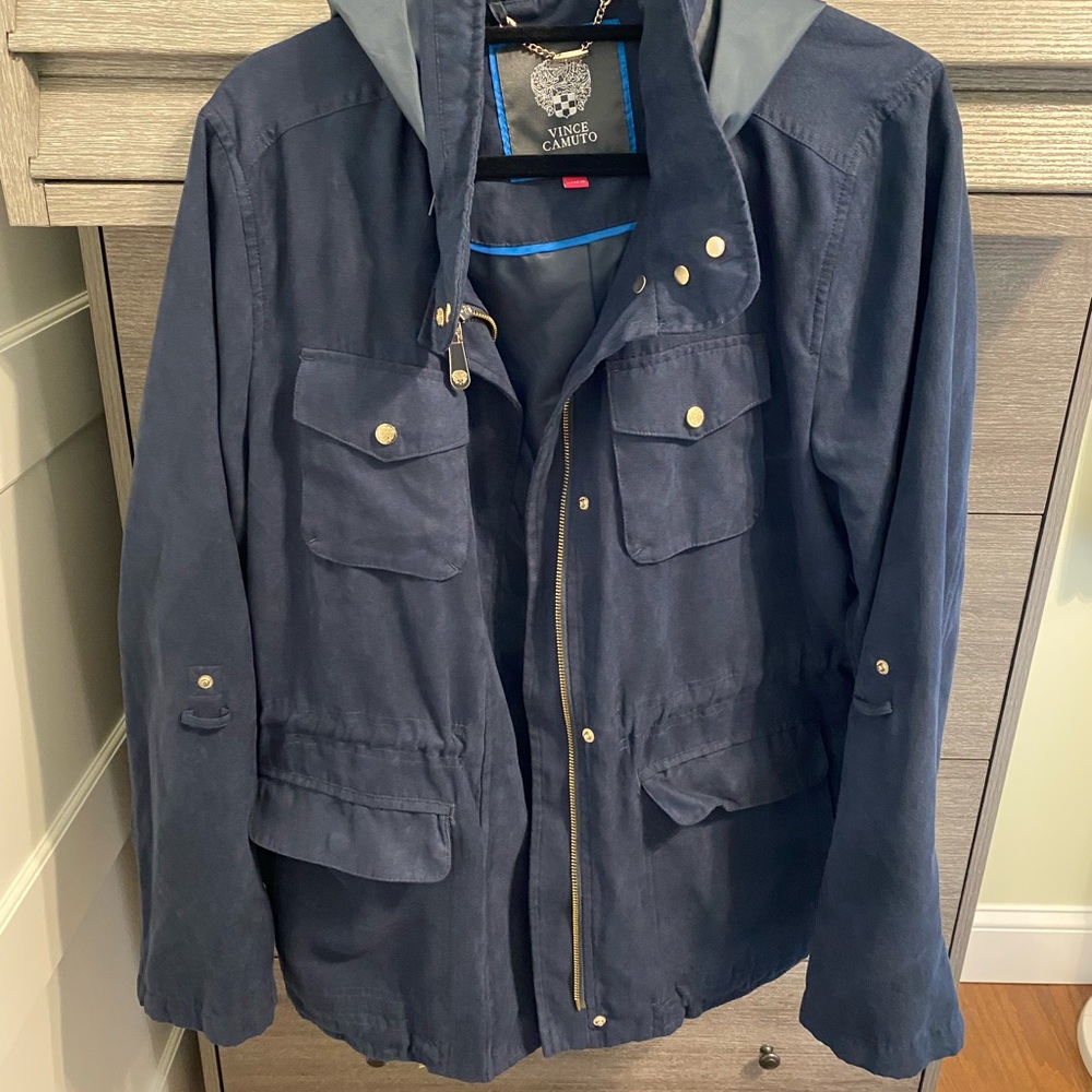XL Vince Camuto Blue Suede Jacket w/ Hood